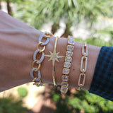 Bracelet Saturnia Links – 18K Gold & Pavé Finish | Brass Bracelet Collection