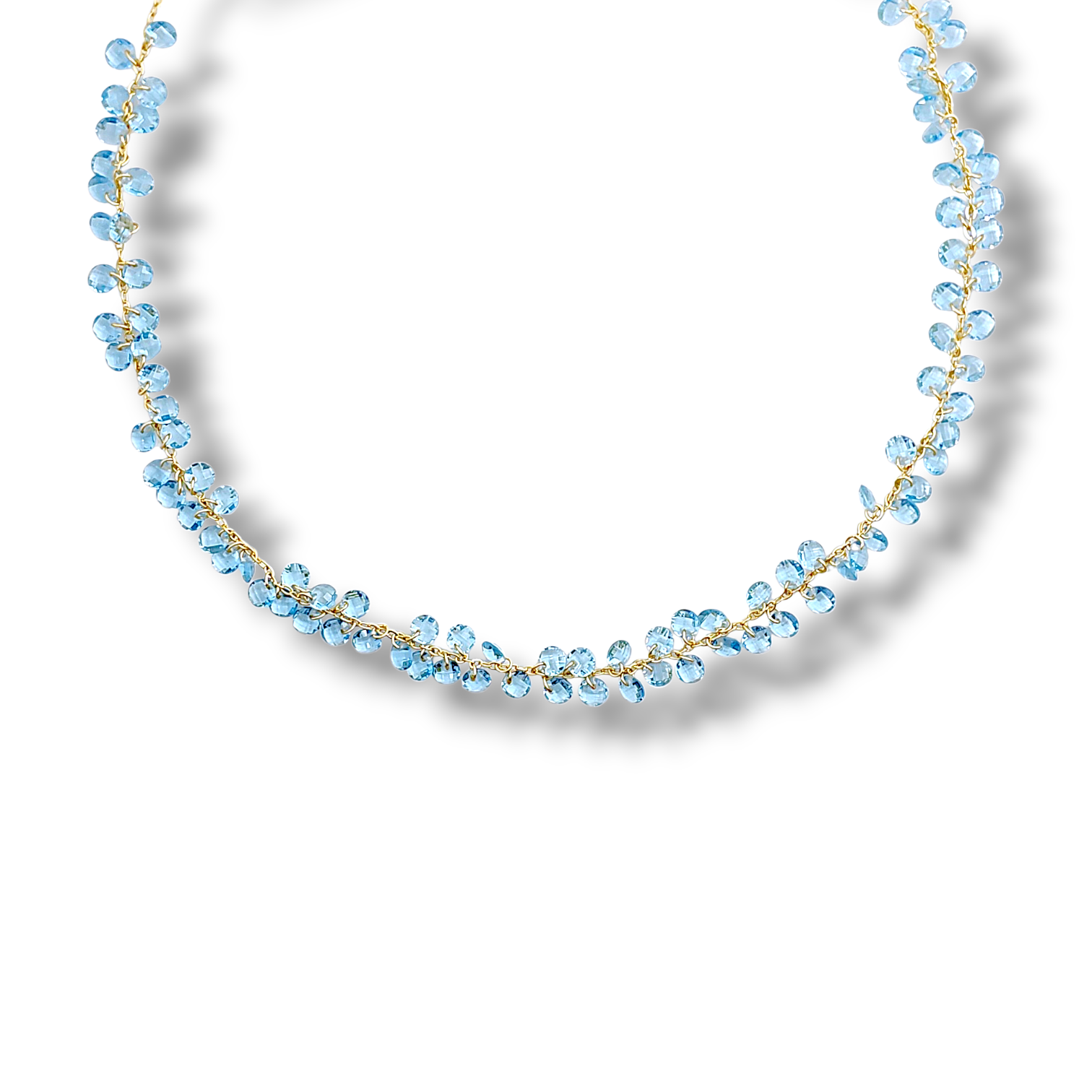 Crystal Cluster Vine Necklace - Blue
