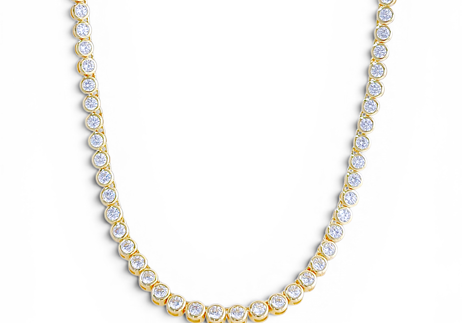 Brass tennis necklaces collection in 18k gold plated brass — Silver Italy fine jewelry