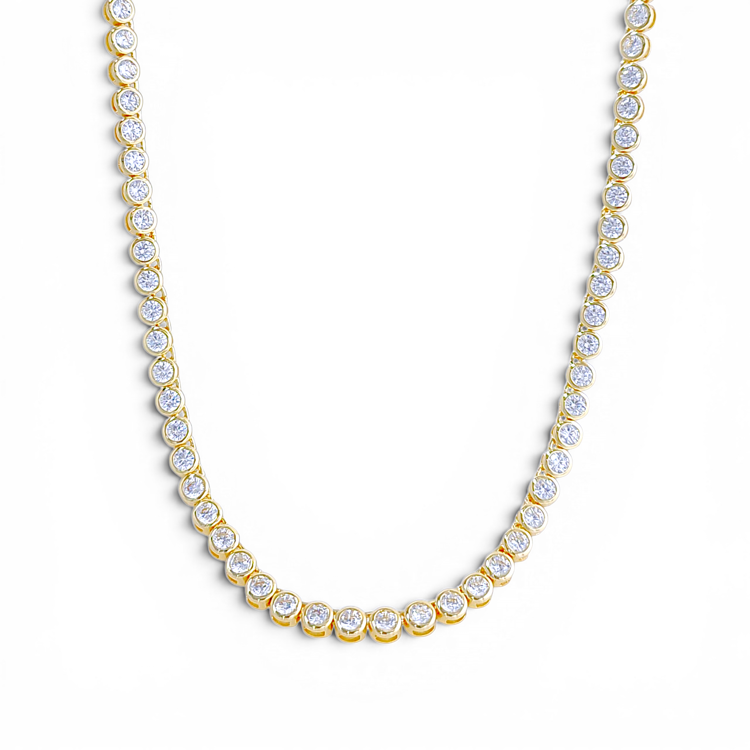 Brass tennis necklaces collection in 18k gold plated brass — Silver Italy fine jewelry