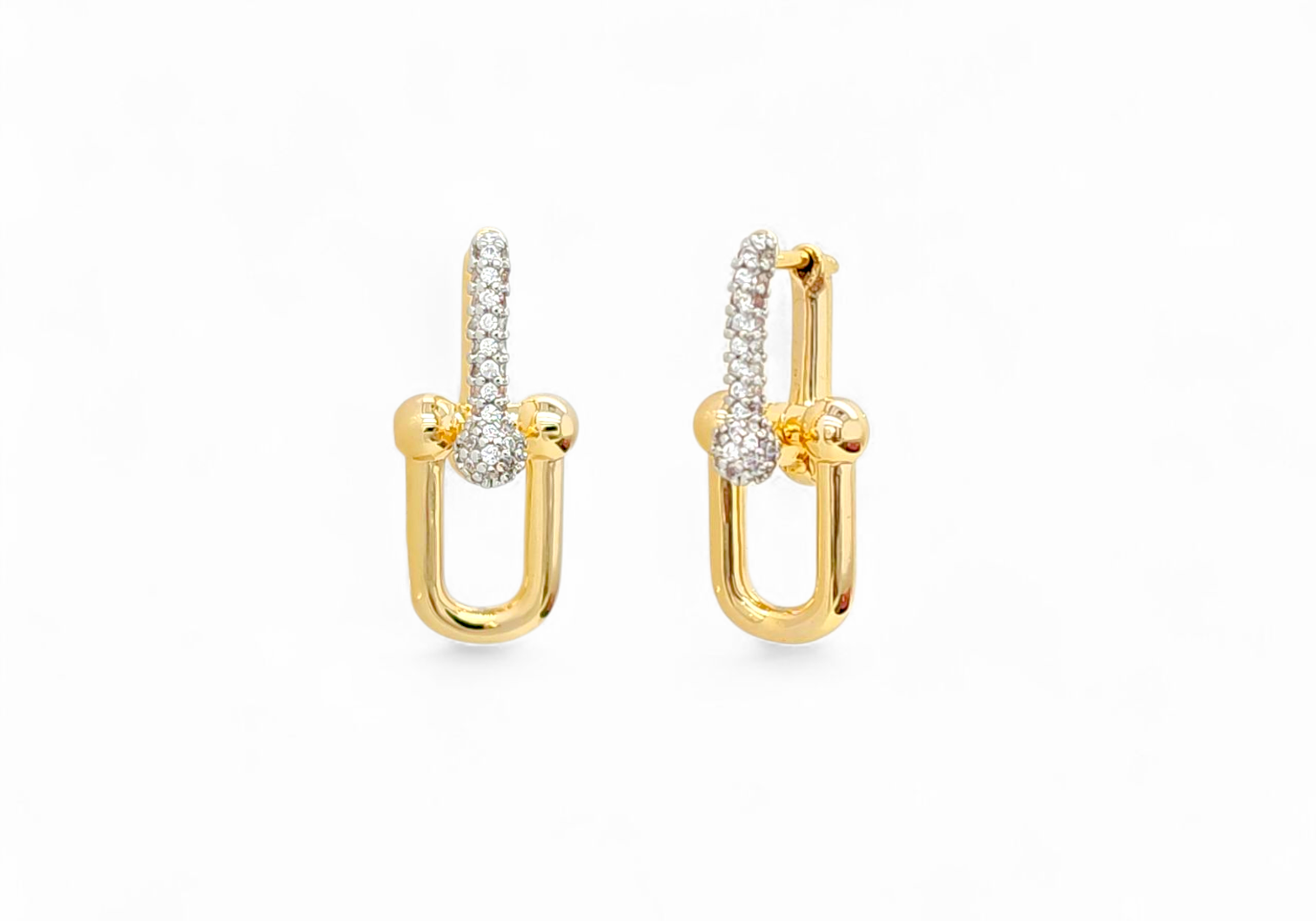 Brass huggies and hoops earrings collection in 18k gold plated brass — Silver Italy fine jewelry