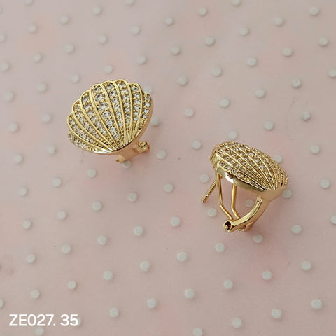 Siren shell cz earrings (omega back)