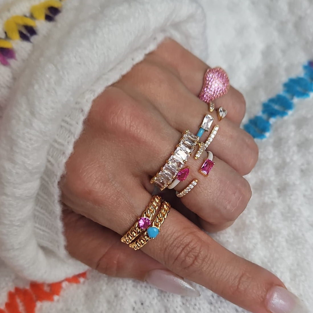 Cubic zirconia Pinky ring in 925 sterling silver — Silver Italy, view 2