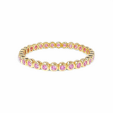 Ruchy bezel bangle in 18k gold plated brass with pink stones