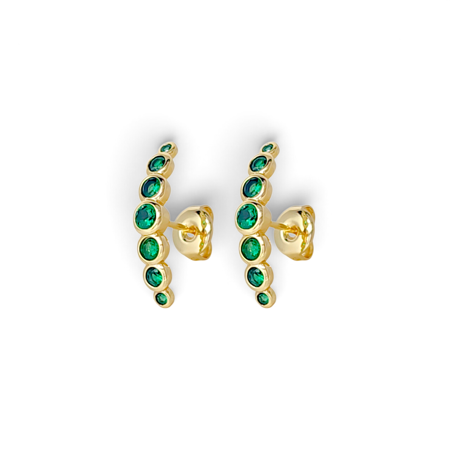 Mermaid Bubble Long Stud Earrings in Green