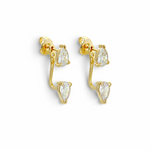 Pear drop ear jacket earrings in gold tone, second view