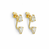 Pear drop ear jacket earrings in gold tone, second view
