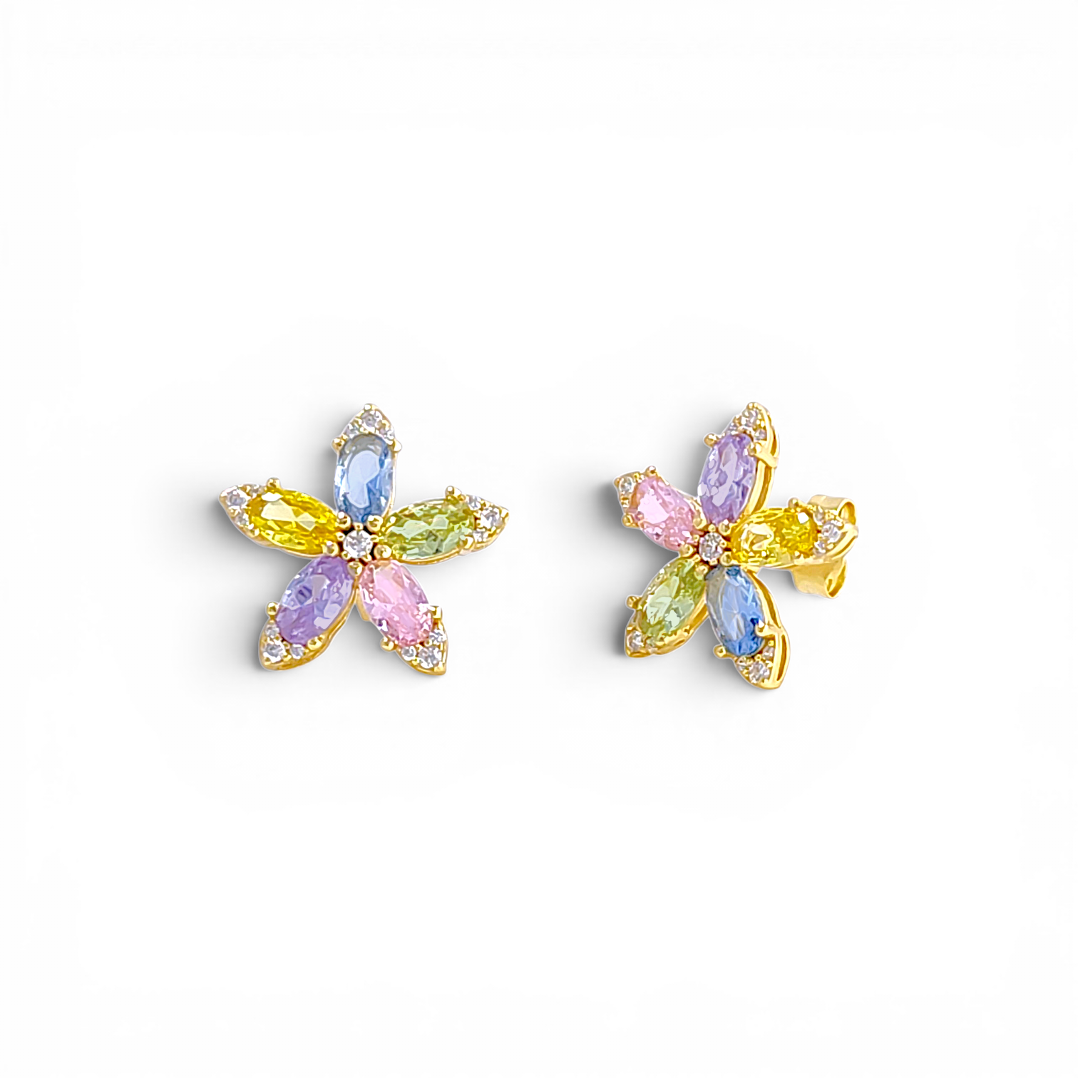 Star-Flower Stud Earrings - Multicolor