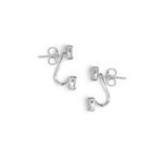 Curved pear ear jacket earrings in silver tone, second view