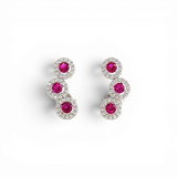 Triple-Halo Climber Earrings - Pink
