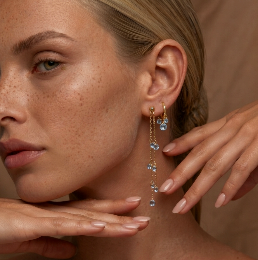 silver itay crystal drop earrings