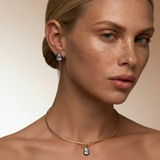 pear shape studs and pendant black and white silver italy