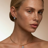 Pear-Cut Bezel Stud Earrings | 18 Karat Gold Plated | Italian Craftsmanship