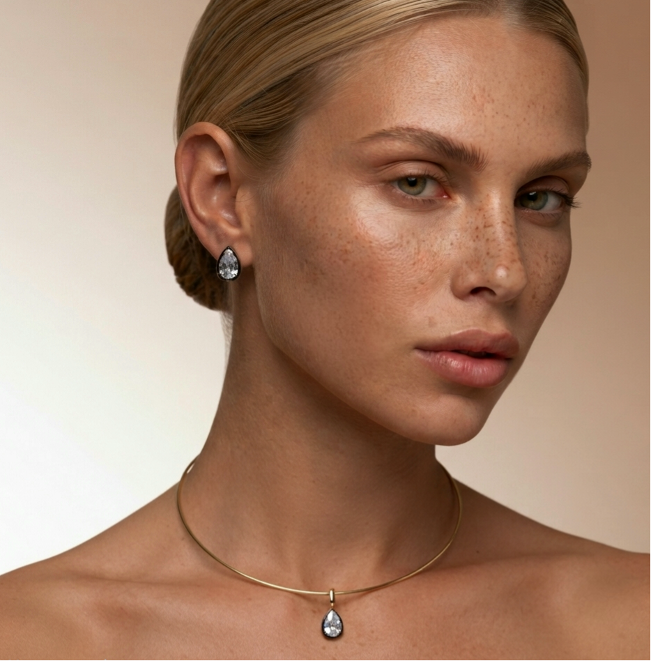 victorian drop black bezel prone set pendant zirconia stone