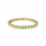 Ruchy bezel bangle in 18k gold plated brass with turquoise stones