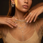 silver 925 gold 18k Crystal drops zirconia Necklace blue 