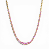 Round Stone Tennis Necklace - Pink