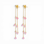 Double-Chain Cascade Earrings - Pink