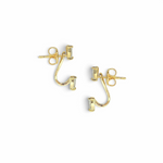 Curved pear ear jacket earrings in gold tone, second view