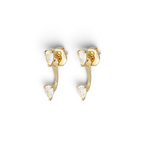 Curved pear ear jacket earrings in 18k gold plated brass