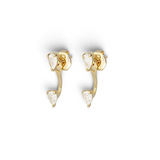 Curved pear ear jacket earrings in 18k gold plated brass