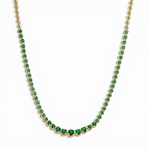 Round Stone Tennis Necklace - Green