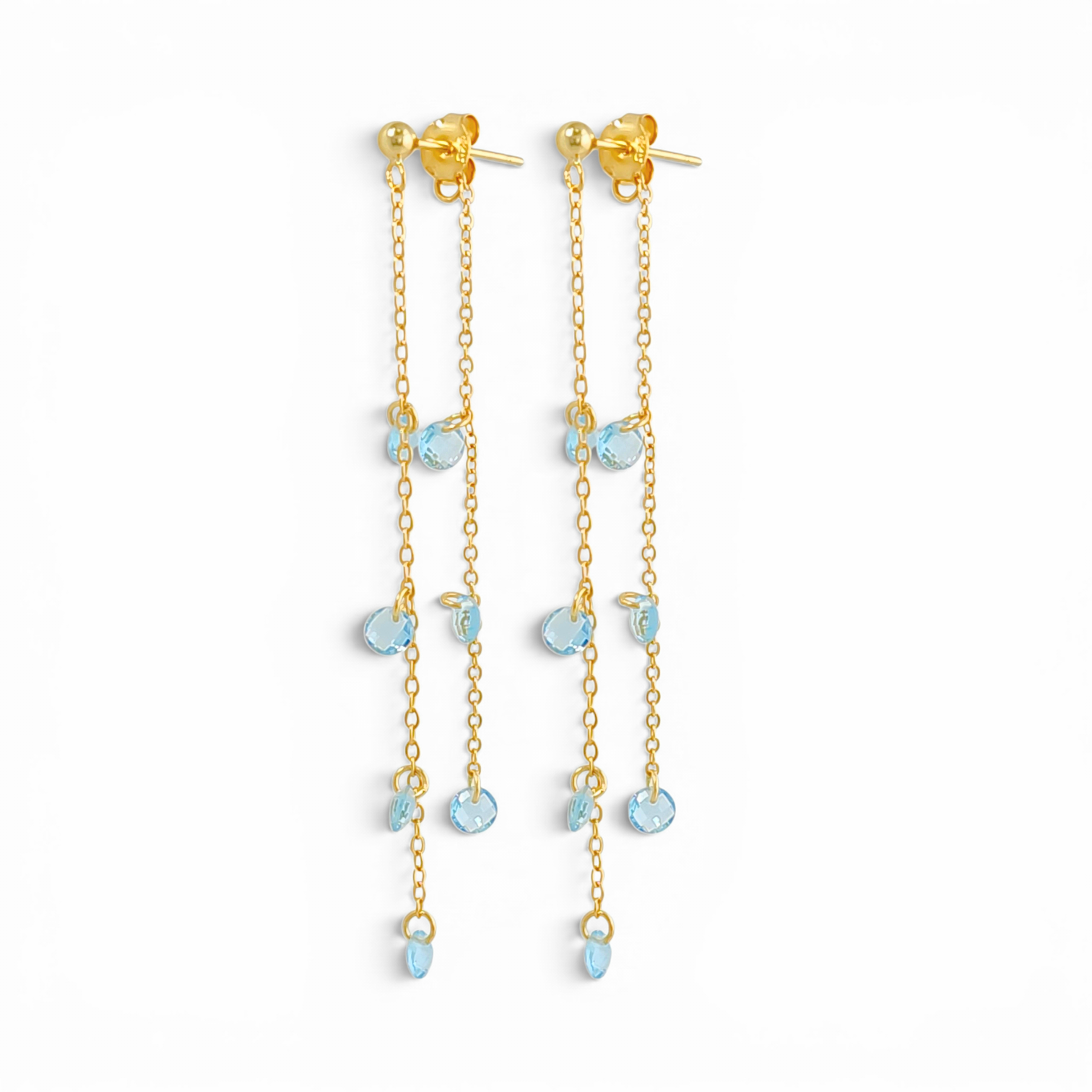 Double-Chain Cascade Earrings - Blue