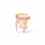 Chandelier Fringe Pavé Ring - Pink