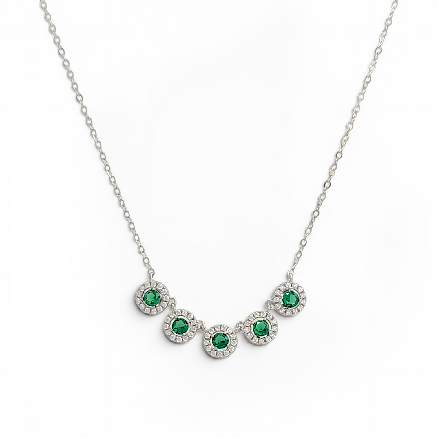 Five-Halo Arc Necklace - Green