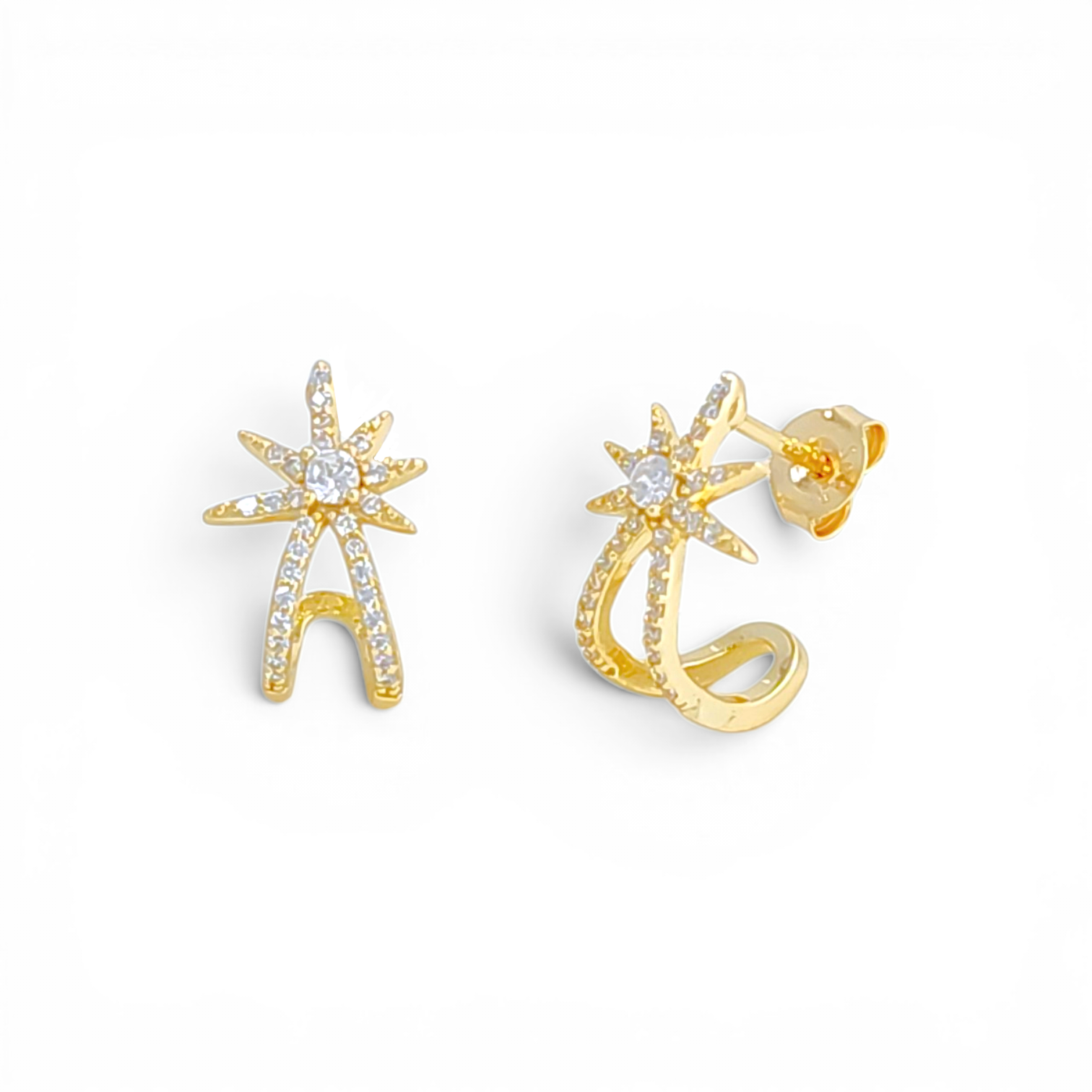 North Star Wrap Stud Earrings - Gold