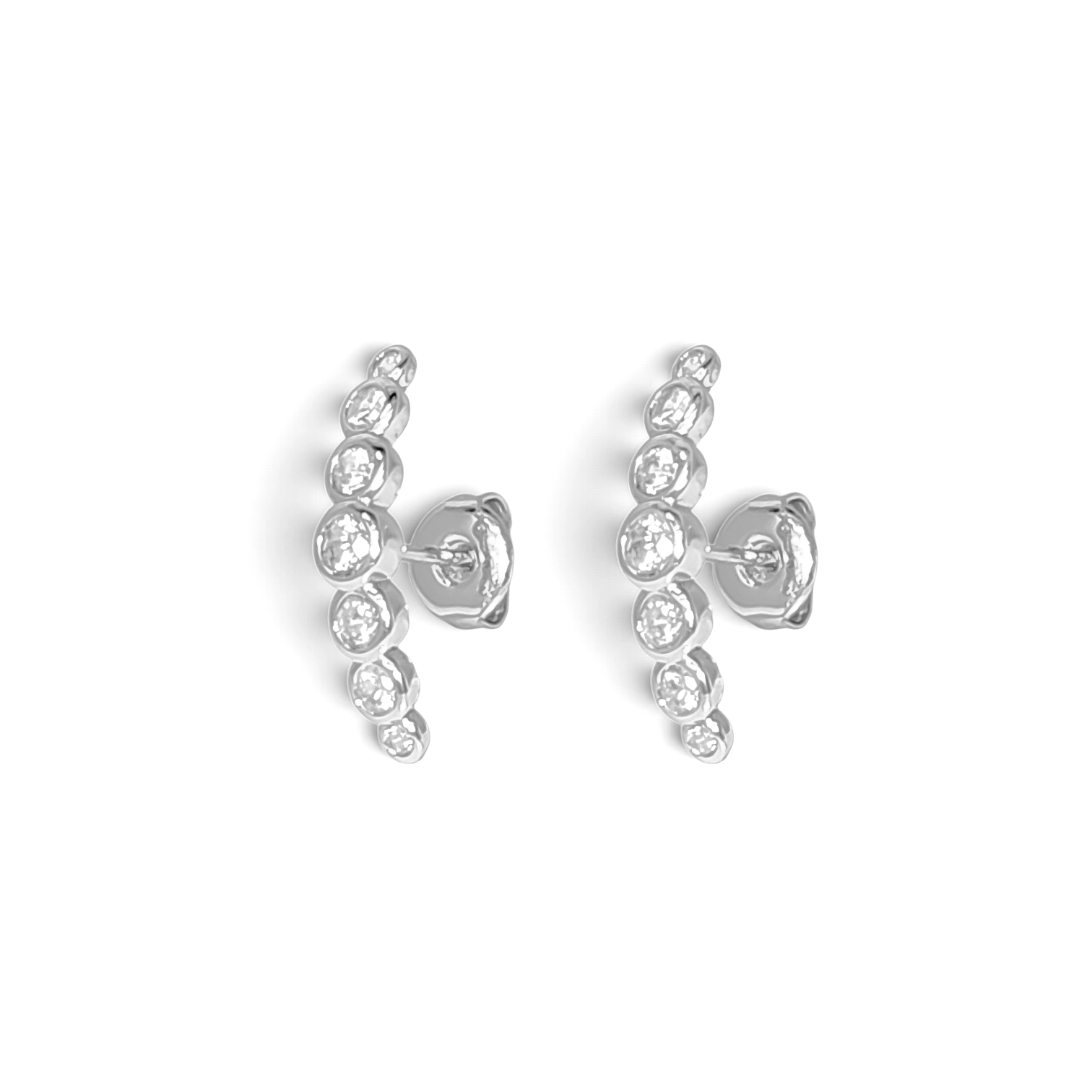 Mermaid Bubble Long Stud Earrings in Silver