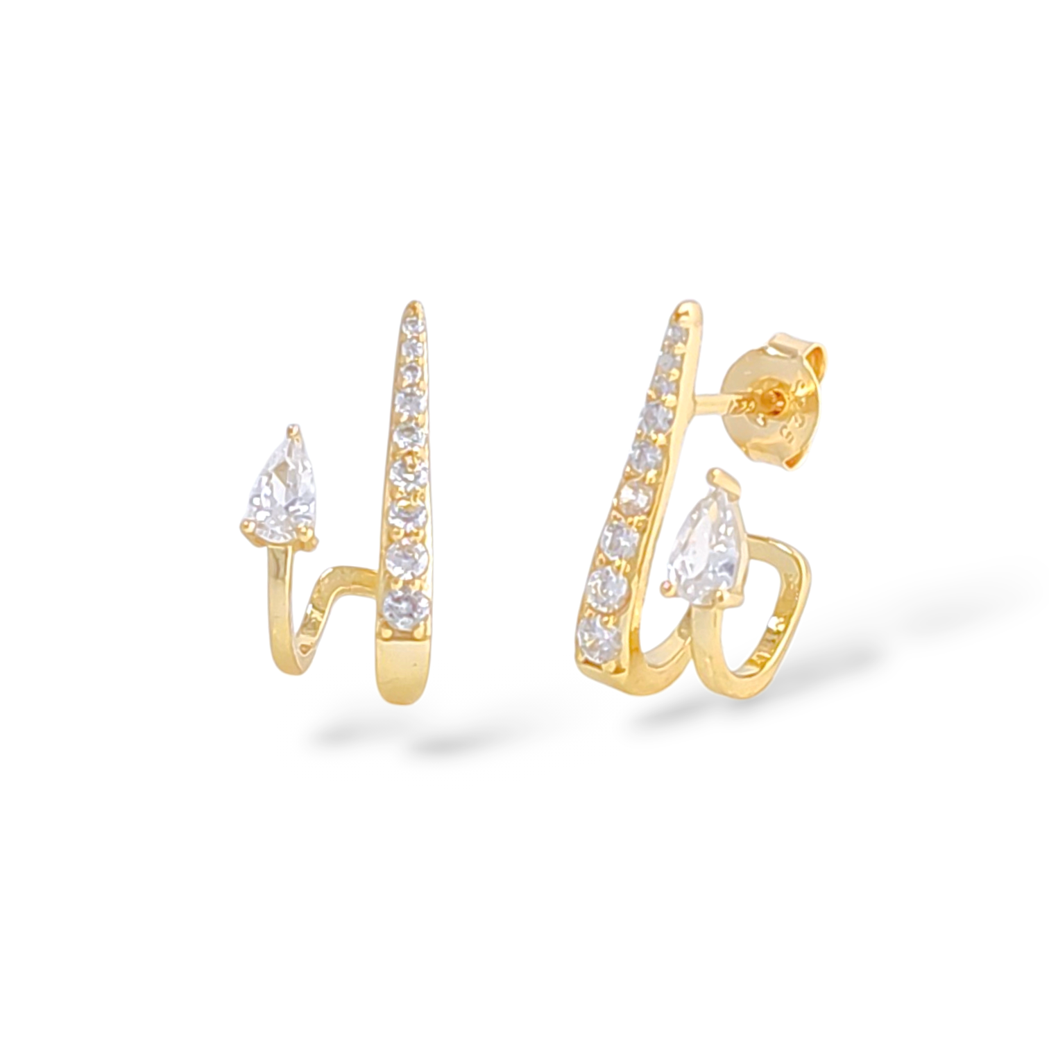 Pavé Spike Duo Stud Earrings - Gold
