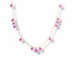 Floating Drop Station Necklace - Pink