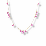 Floating Drop Station Necklace - Pink