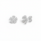 Pinwheel Flower Pavé Stud Earrings | 925 Silver 18 Karat Gold | Italian Craftsmanship