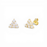 Triangle Cluster Stud Earrings - Gold