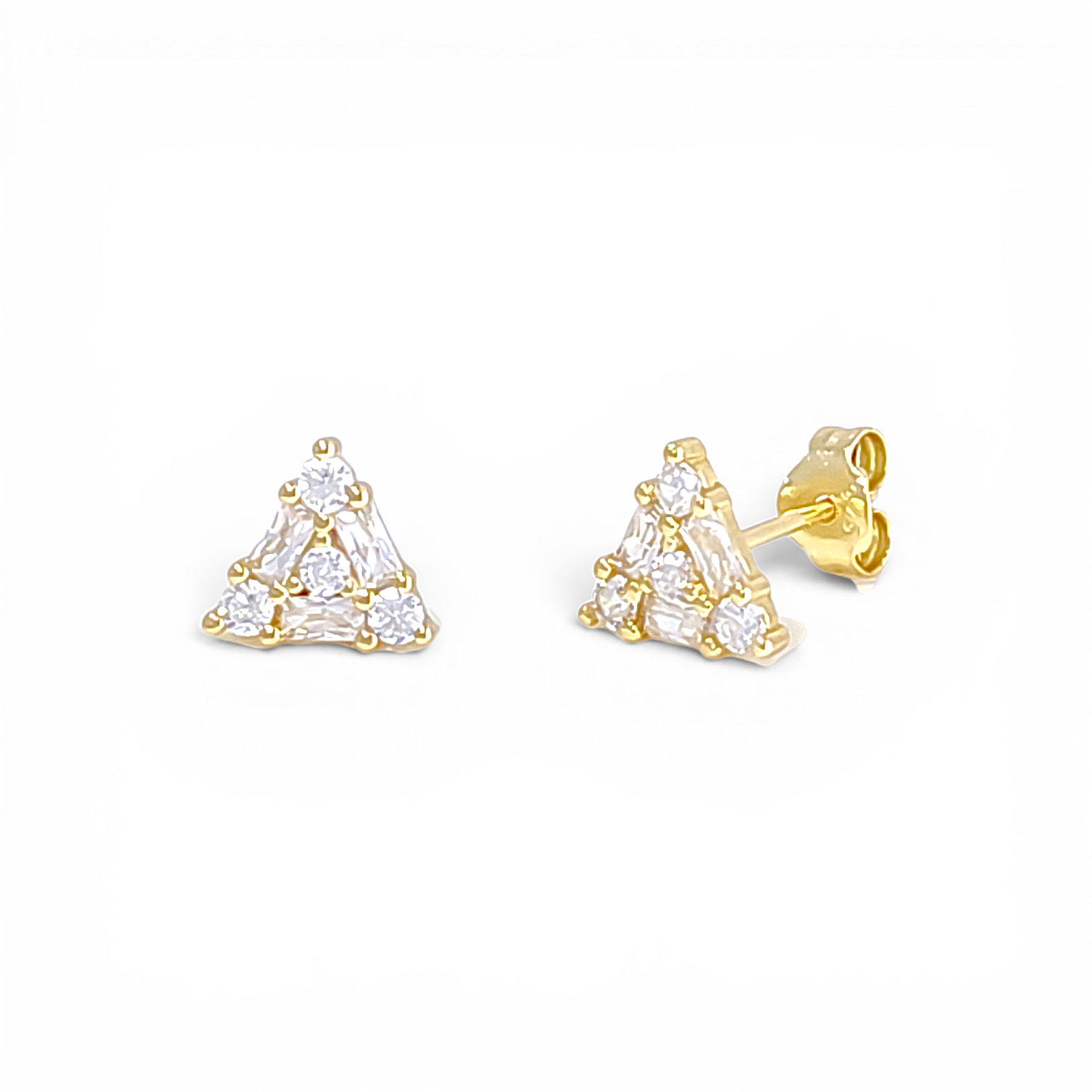 Triangle Cluster Stud Earrings - Gold