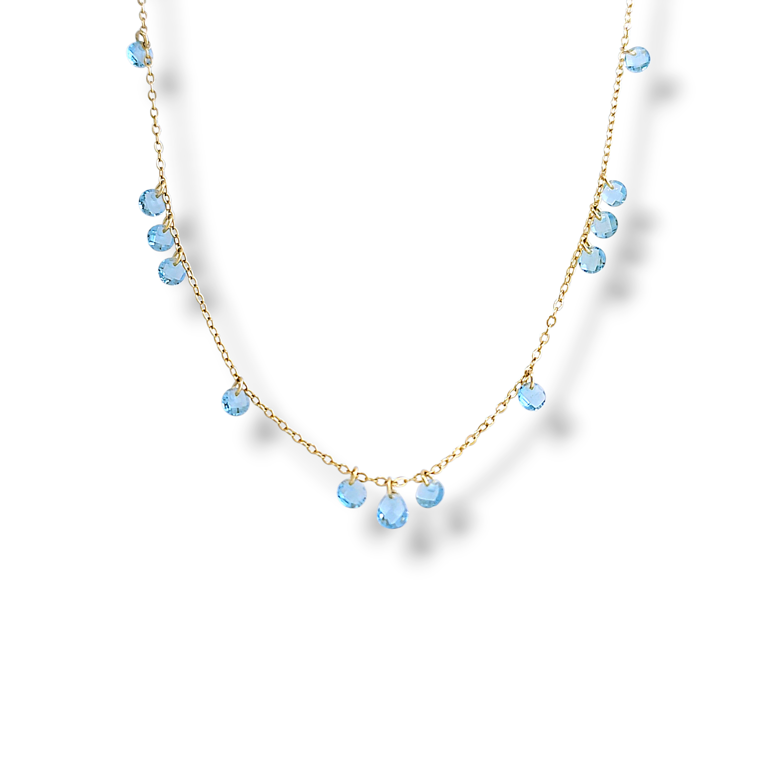 Floating Drop Station Necklace - Blue