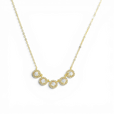 Five-Halo Arc Necklace - White/Gold