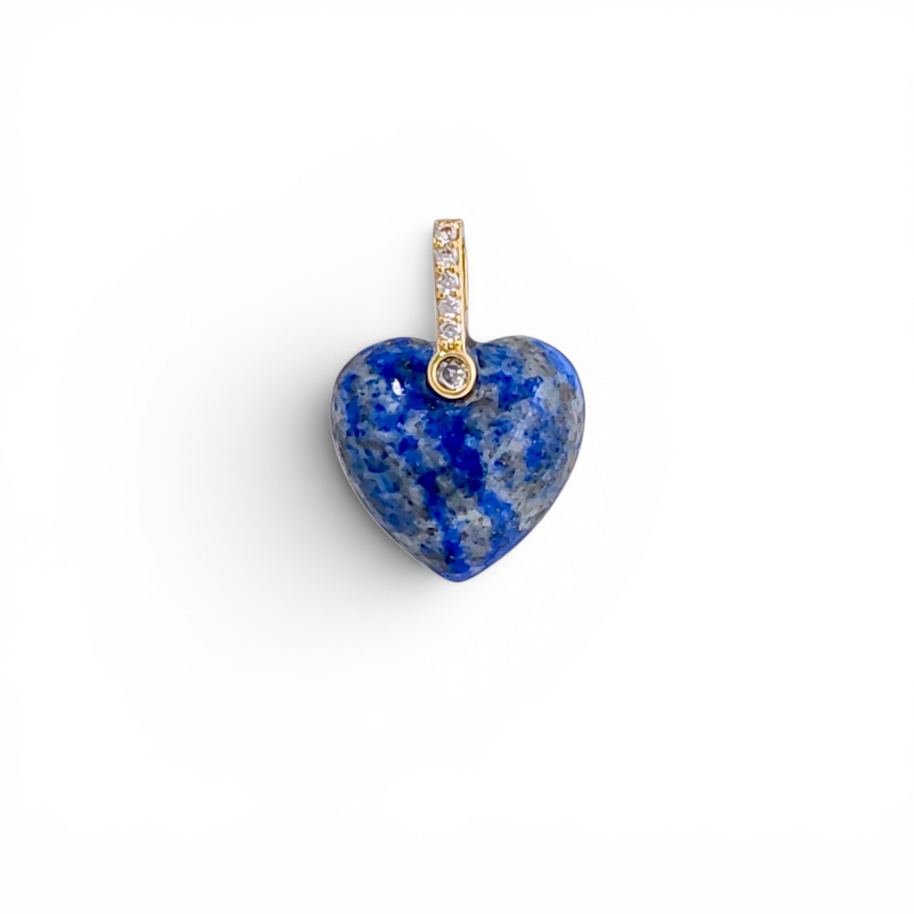 Natural Stone Heart Pendant - Blue/Lapis
