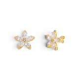 Star-Flower Stud Earrings - White
