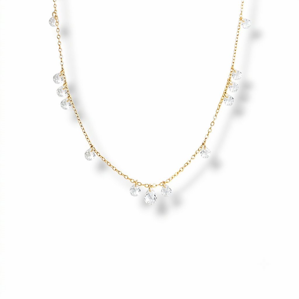 Floating Drop Station Necklace - White
