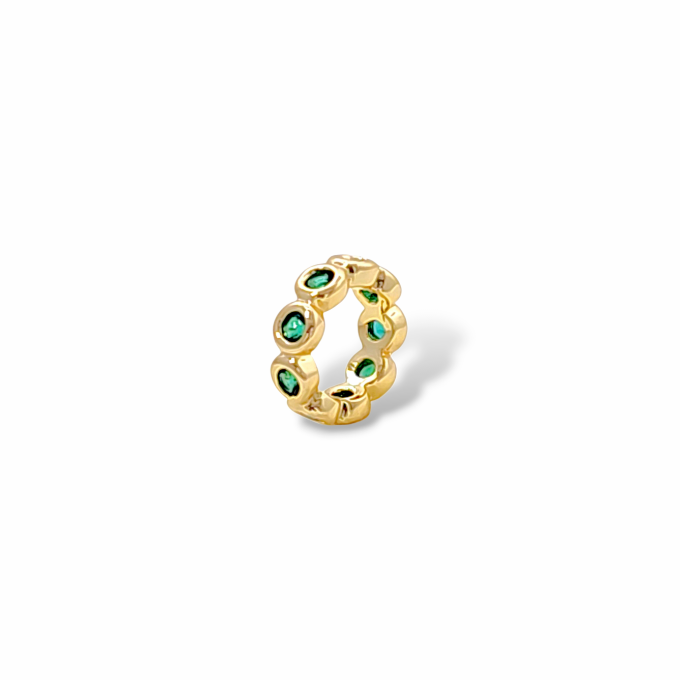 Multicolor gem bezel-set huggie hoop earring in 18k gold plated brass