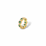 Multicolor gem bezel-set huggie hoop earring in 18k gold plated brass