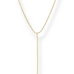 Y-drop tennis lariat necklace in 18K gold plate with prong-set CZ — Silver Italy
