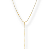 Y-drop tennis lariat necklace in 18K gold plate with prong-set CZ — Silver Italy