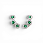 Triple-Halo Climber Earrings - Green