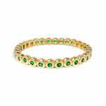 Ruchy bezel bangle in 18k gold plated brass with green stones