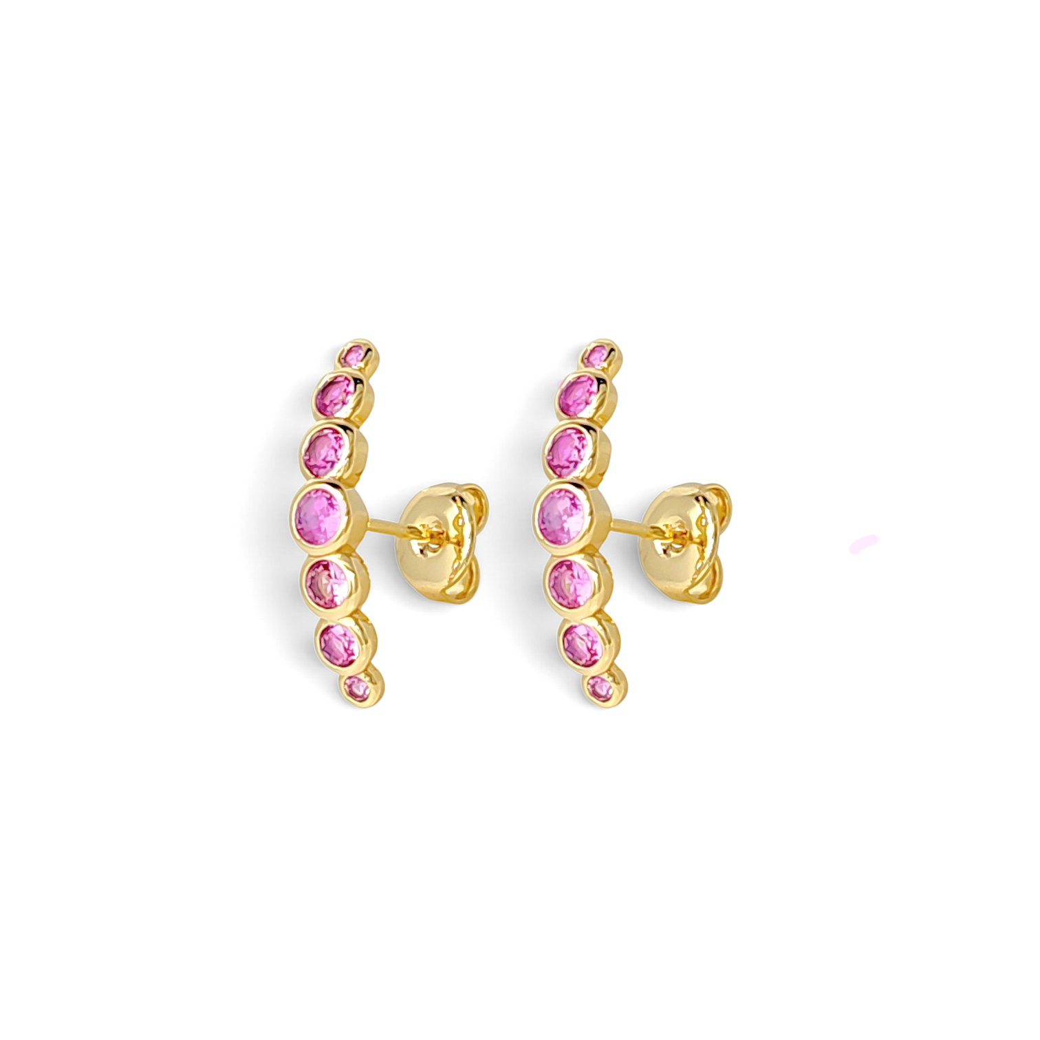 Mermaid Bubble Long Stud Earrings in Pink