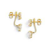 Pear drop ear jacket earrings in 18k gold plated brass